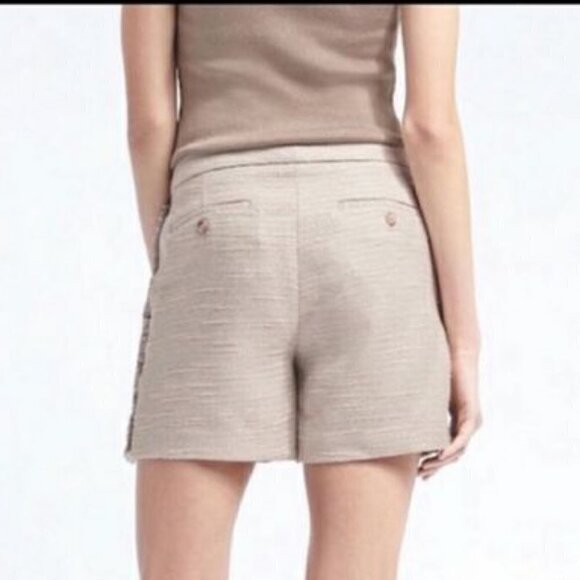 NWOT Banana Republic Cream Ryan Tweed Metallic Fringe Detail Shorts - Picture 2 of 10